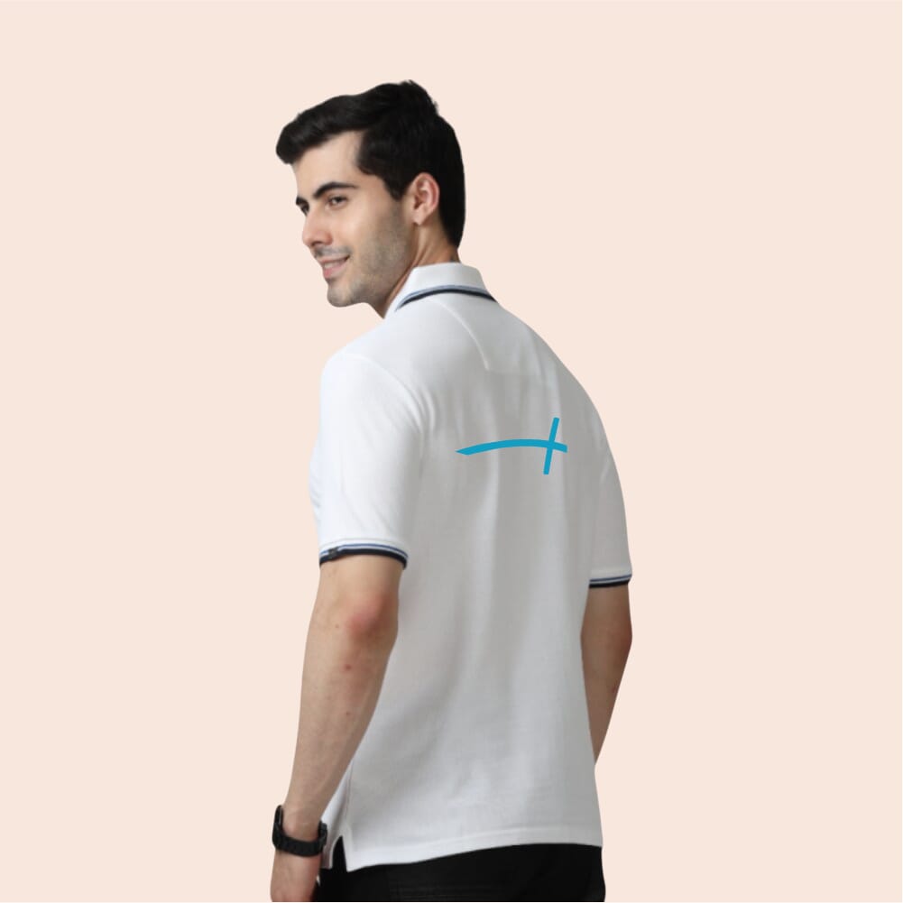 Marks & Spencer Polo T-shirt Tipping-White with Blue SH